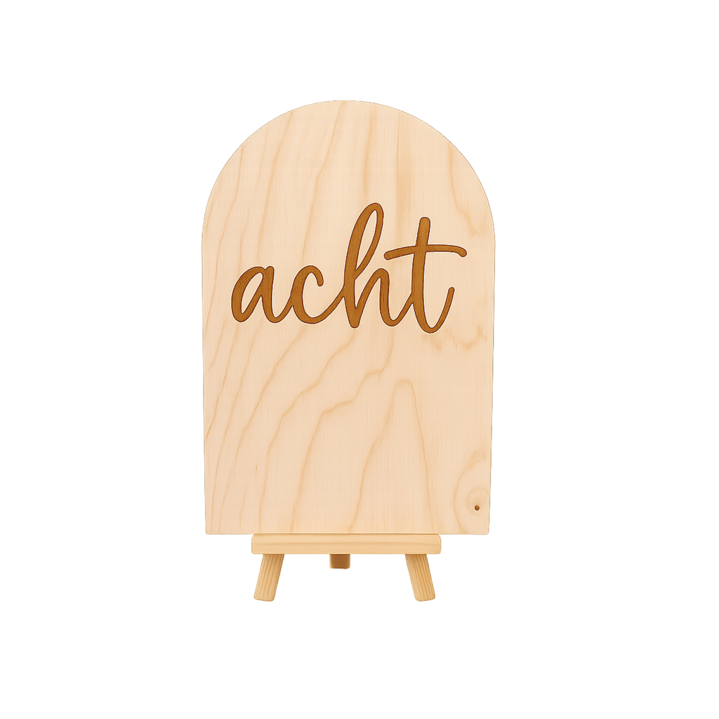 Tischnummer - Halbrund - Holz mit Gravur