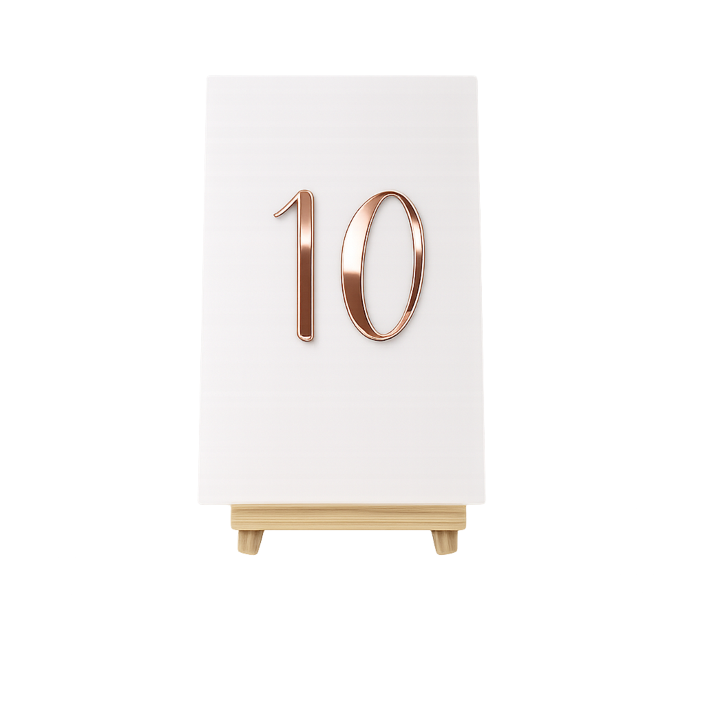 Tischnummer - Rechteckig - Roségold auf Weiß