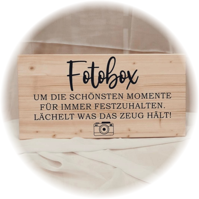Holzschild - Fotobox - Holz Natur