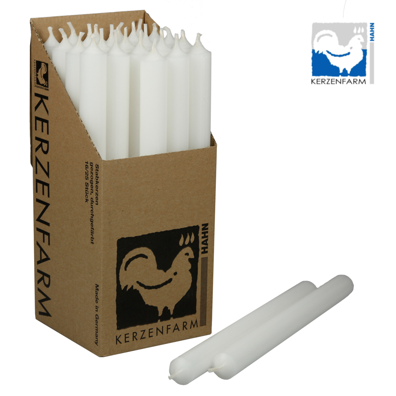 Stabkerze - weiß - 250x22mm - Karton (25 Stk.)
