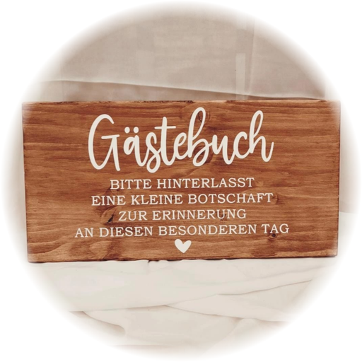 [EV0204-003014] Holzschild - Gästebuch - dunkles Holz