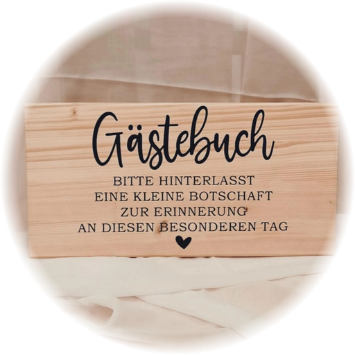 [EV0203-003014] Holzschild - Gästebuch - Holz Natur