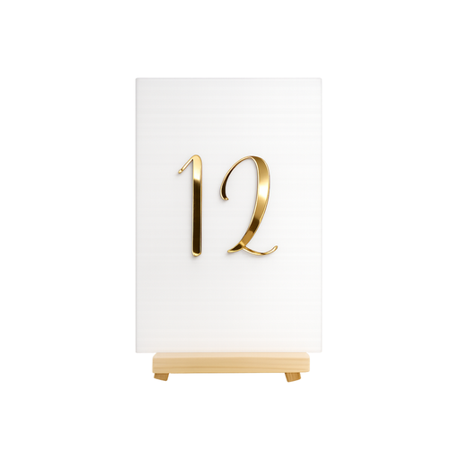 [VT0502-001002] Tischnummer - Rechteckig - Gold auf Weiß