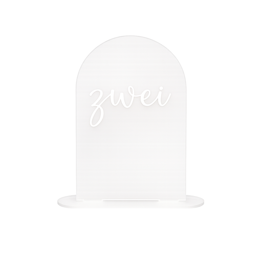 [VT0501-000003] Tischnummer - Halbrund - Weiß auf Frost