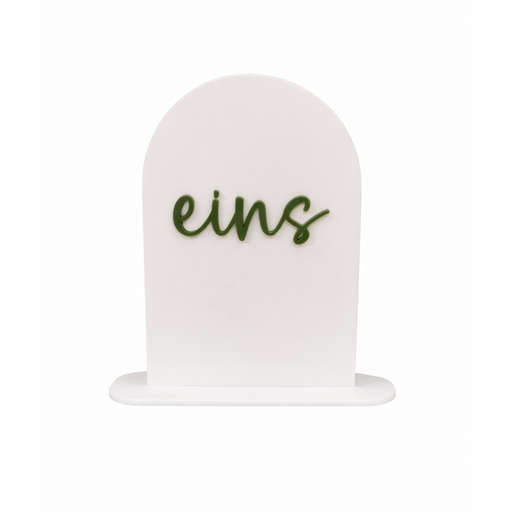 [VT0501-000007] Tischnummer - Halbrund - Olivgrün auf Weiß